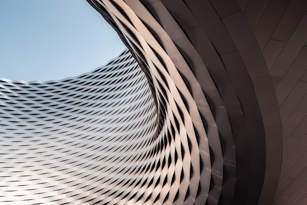 A curved modern architectural facade